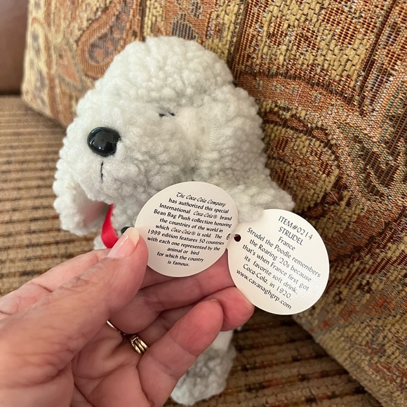 Coca-Cola Poodle Stuffed Animal (1999) France, Dog Plush Toy w/ Coke Bottle, - Picture 6 of 7